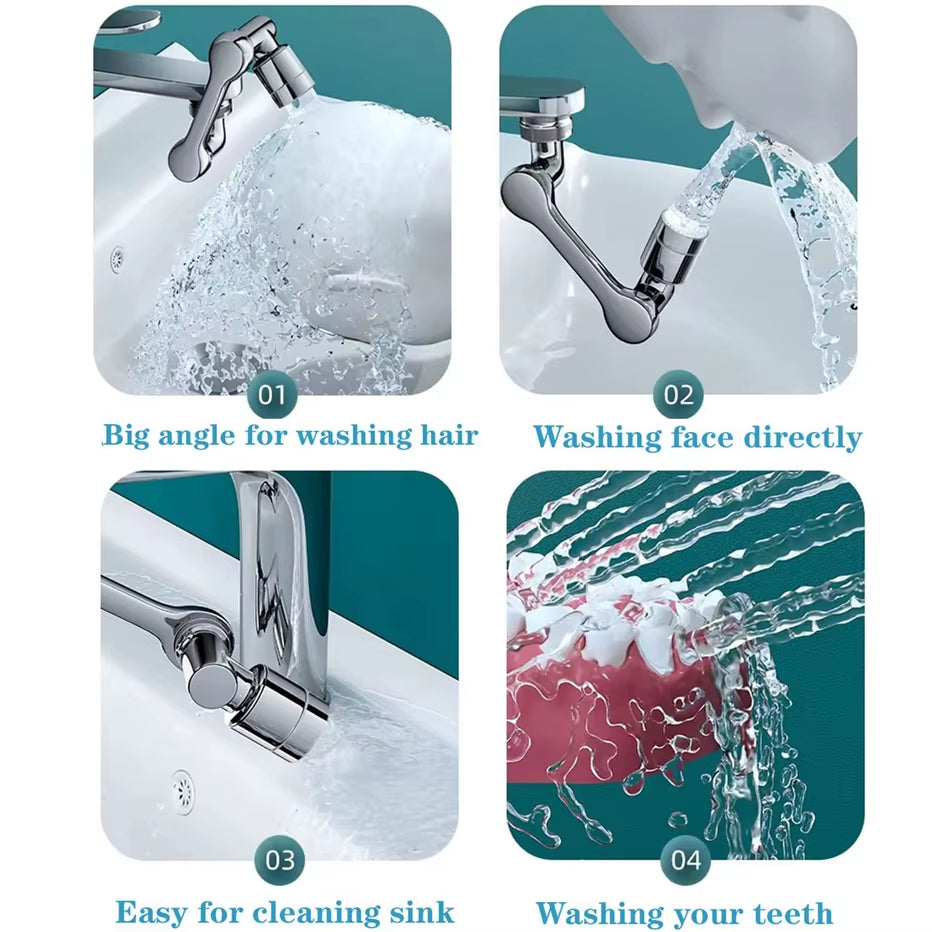 Stainless Steel Faucet Extender 1080 °Swivel - Universal w/ 2 Spray Modes