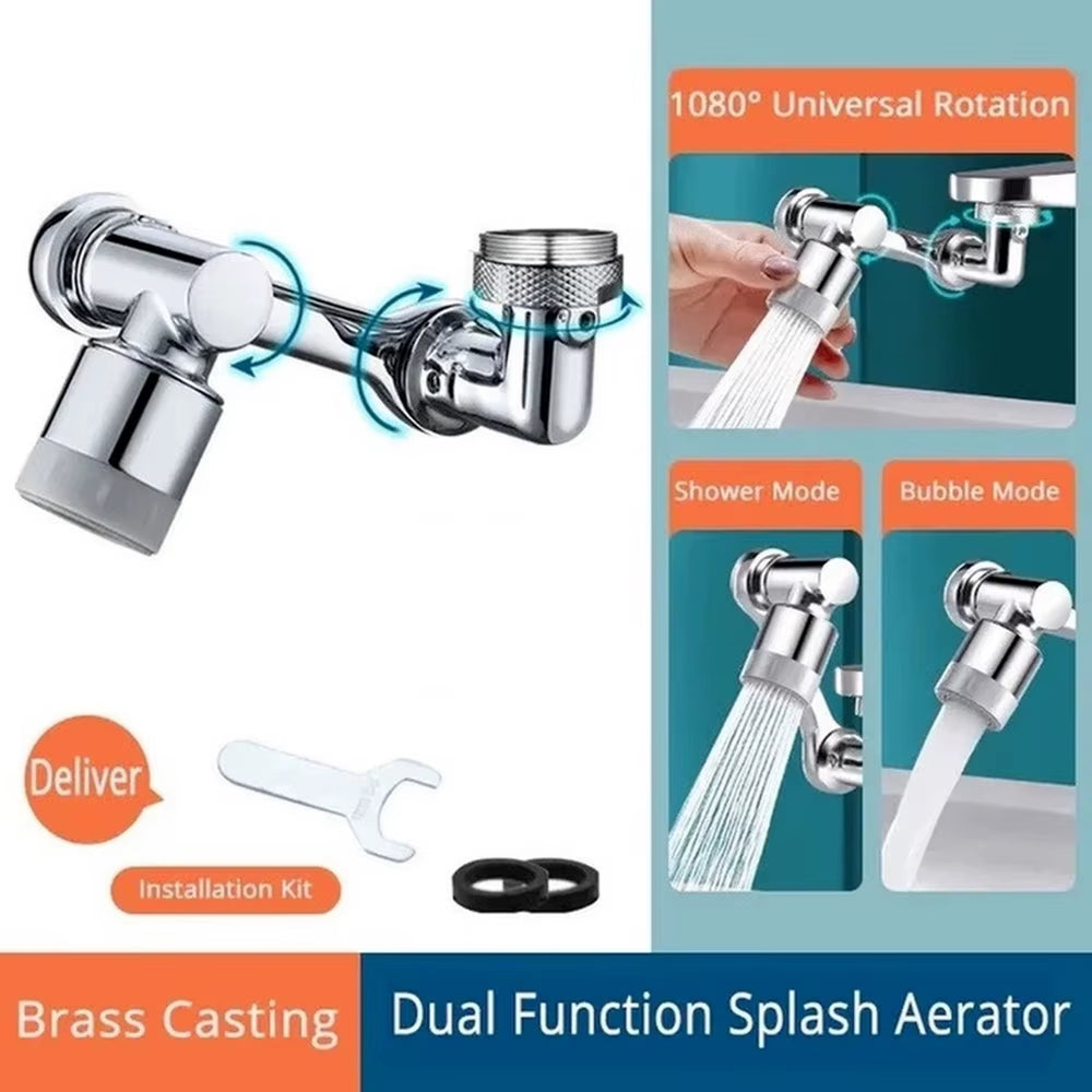 Stainless Steel Faucet Extender 1080 °Swivel - Universal w/ 2 Spray Modes