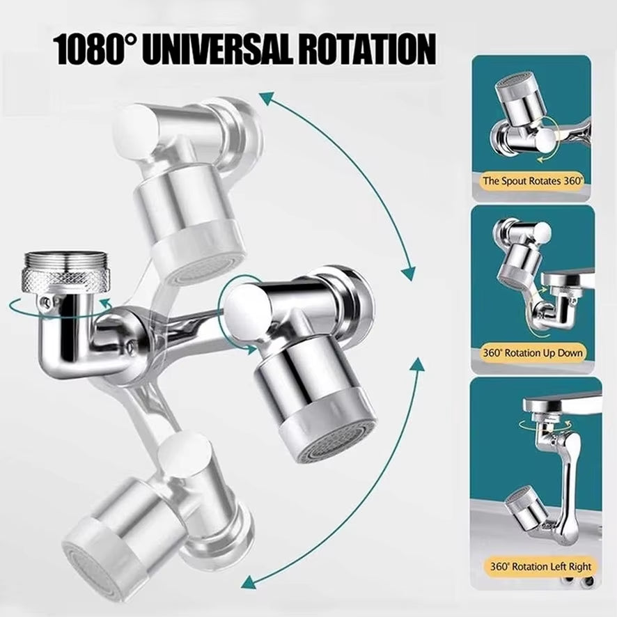 Stainless Steel Faucet Extender 1080 °Swivel - Universal w/ 2 Spray Modes