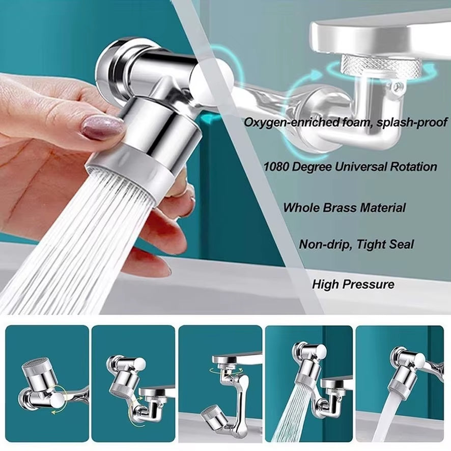 Stainless Steel Faucet Extender 1080 °Swivel - Universal w/ 2 Spray Modes