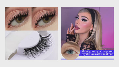 Fluffy Magnetic Lash Kit – 5 Pairs Reusable Eyelashes with Curler (No Glue Needed)